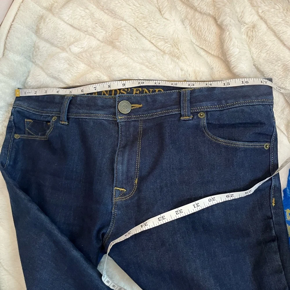 Lands End Womens 12 Dark Wash Slim Straight Fall Winter Denim Casual City Jeans - Picture 3 of 9
